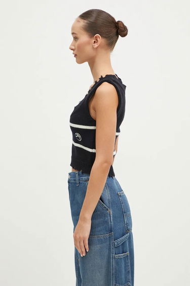 Sweater Ambush Destroyed Rib Round Neck Vest Svart | BWHT003F24KNI0011031, 1