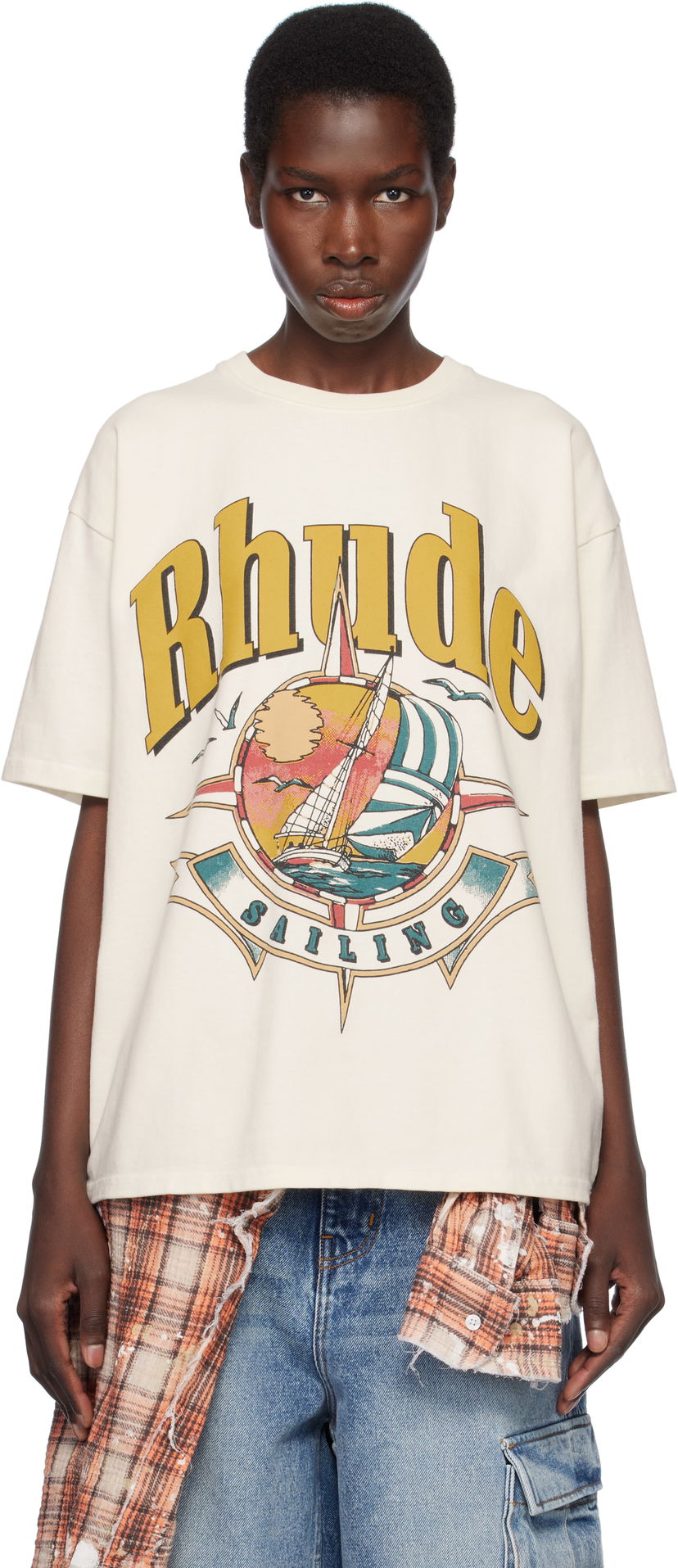 T-shirt Rhude Rhude Sailing Graphic T-Shirt Vit | RHSS25TT01012