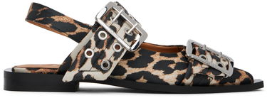 Kläder GANNI GANNI Leopard Satin Buckle Ballerina Flats Flerfärgad | S2947, 0