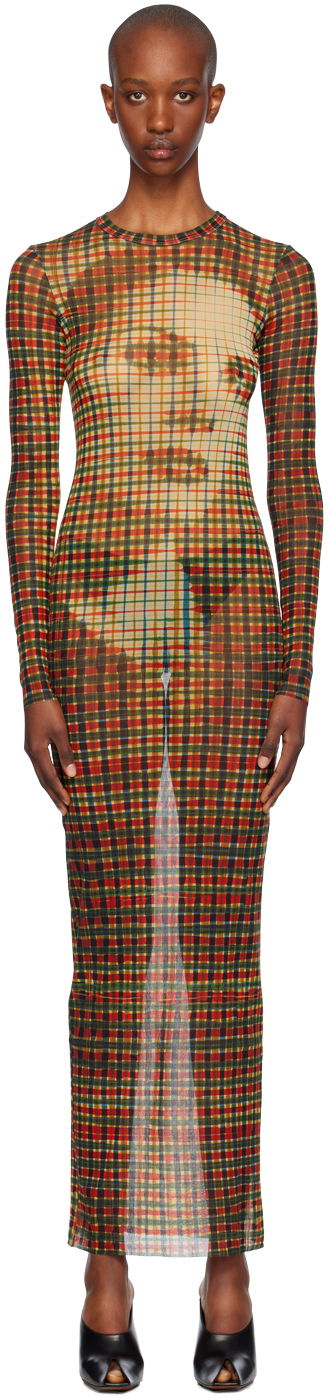 Klä Jean Paul Gaultier Jean Paul Gaultier Tartan Face Print Maxi Dress Flerfärgad | 24/31-F-RO272-T563-95105030