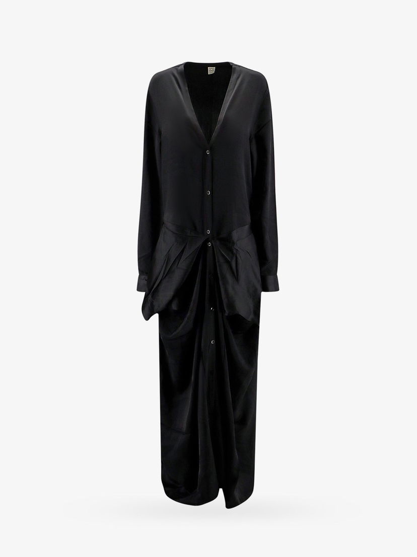 Klä TOTEME Draped Long Sleeve Maxi Shirt Dress by Svart | 242WRD1730FB0160001