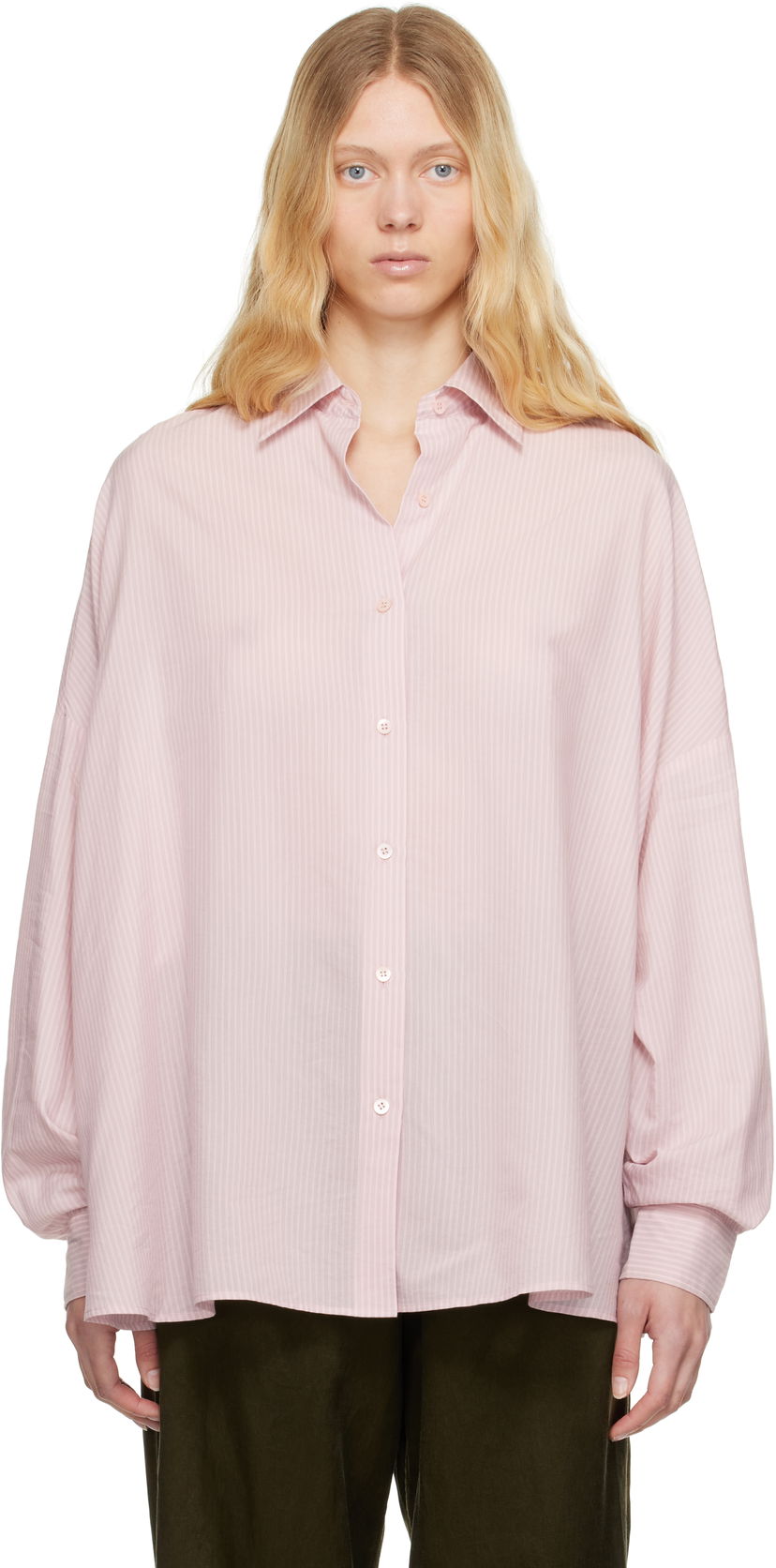 Skjorta Dries Van Noten Dries Van Noten Striped Cocoon Shirt Rosa | 251-010700-1524