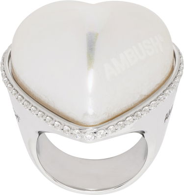 Ringa Ambush AMBUSH Large Pearl Heart Ring Vit | 12115243, 0
