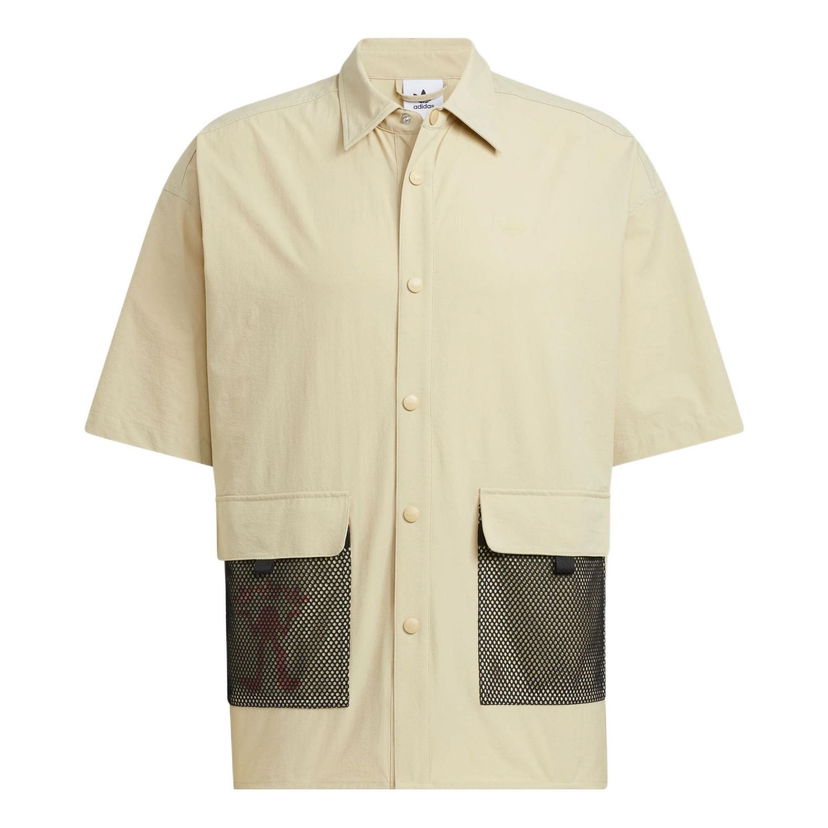 Skjorta adidas Originals Originals SS22 Logo Woven Shirt Beige | HR6468