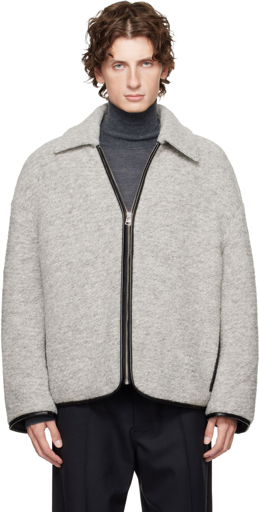 Jacka JW Anderson JW Anderson Contrast Trim Full-Zip Jacket Grå | JK0394-PG1820