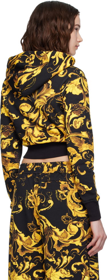 Sweatshirt Versace Versace Jeans Couture Barocco Print Cropped Hoodie Svart | E79HAI313_EFS201, 2