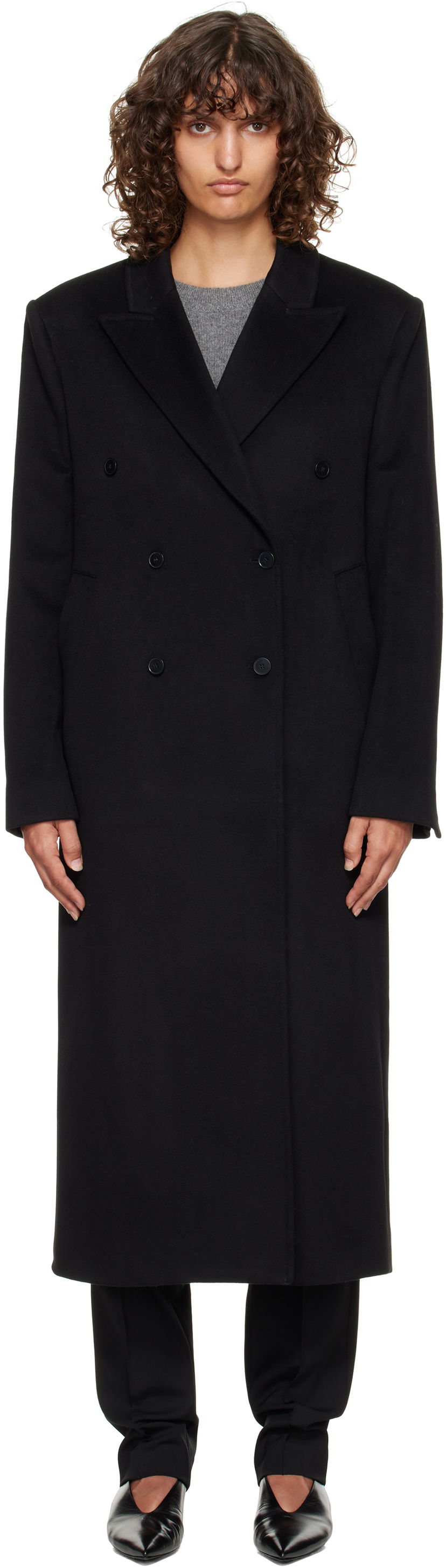 Rockar Loulou de Saison Loulou de Saison Rosco Double Breasted Long Coat Svart | ROSCO