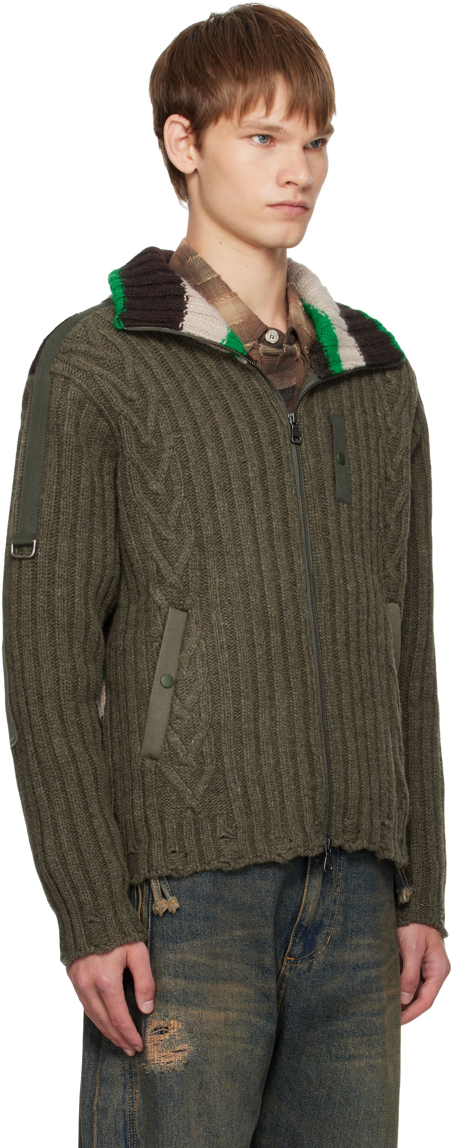 Sweater Andersson Bell Andersson Bell Stripe High-Neck Zip-Up Sweater Grön | atb1344m, 1