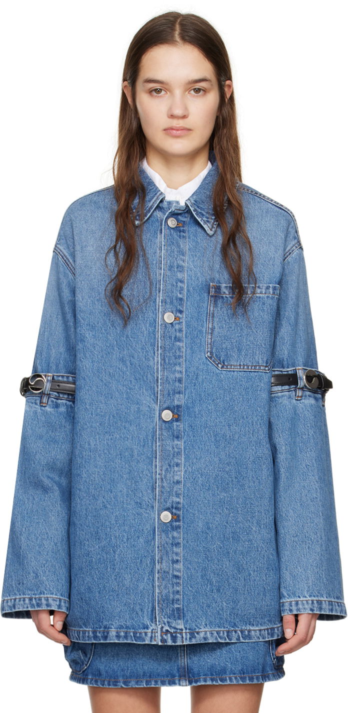 Jacka Coperni Coperni Denim Jacket with Open Elbow Detail Blå | COPCH36202
