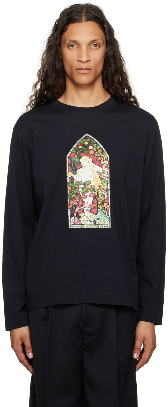 T-shirt Simone Rocha Simone Rocha Stained Glass Woman Long Sleeve T-Shirt Svart | 5194P30-M 0569