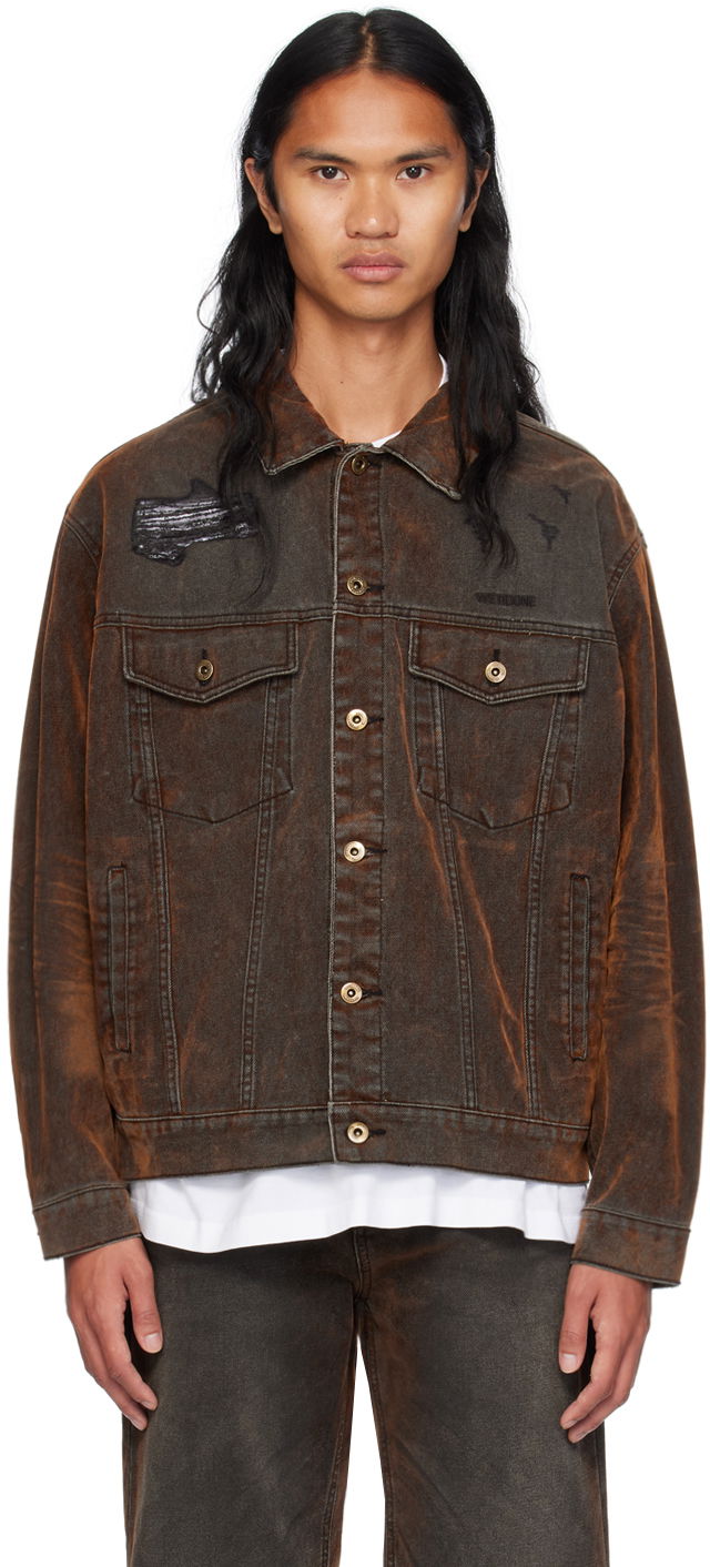 Jacka We11done We11done Distressed Denim Jacket Brun | WD-DJ2-24-399-M-BK