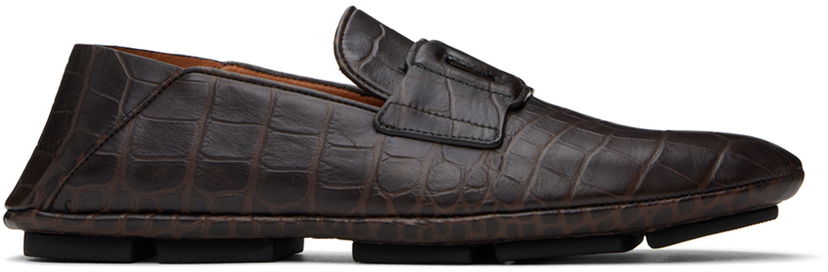 Kläder Dolce & Gabbana Dolce&Gabbana Calfskin Driver Loafers Brun | A50583AA446