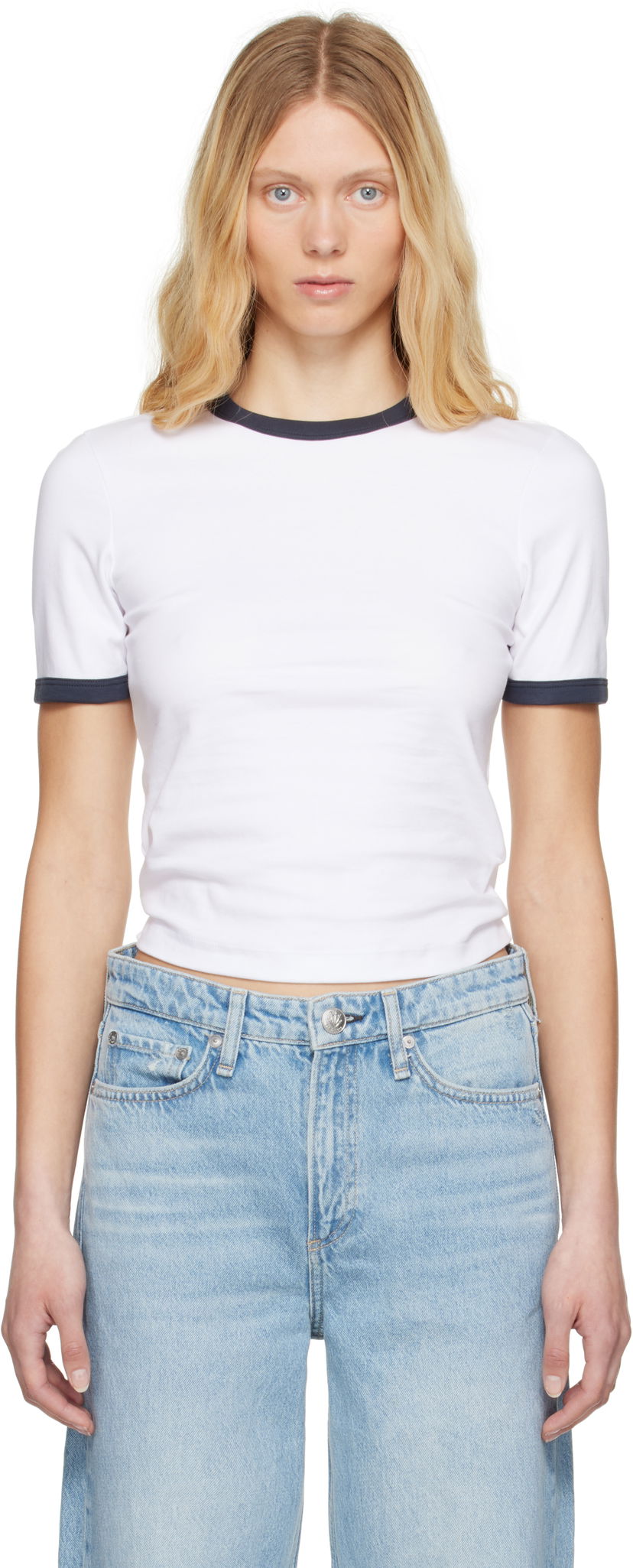 T-shirt rag & bone Rag & Bone Mia Ringer T-Shirt Vit | WCC25ST026W327
