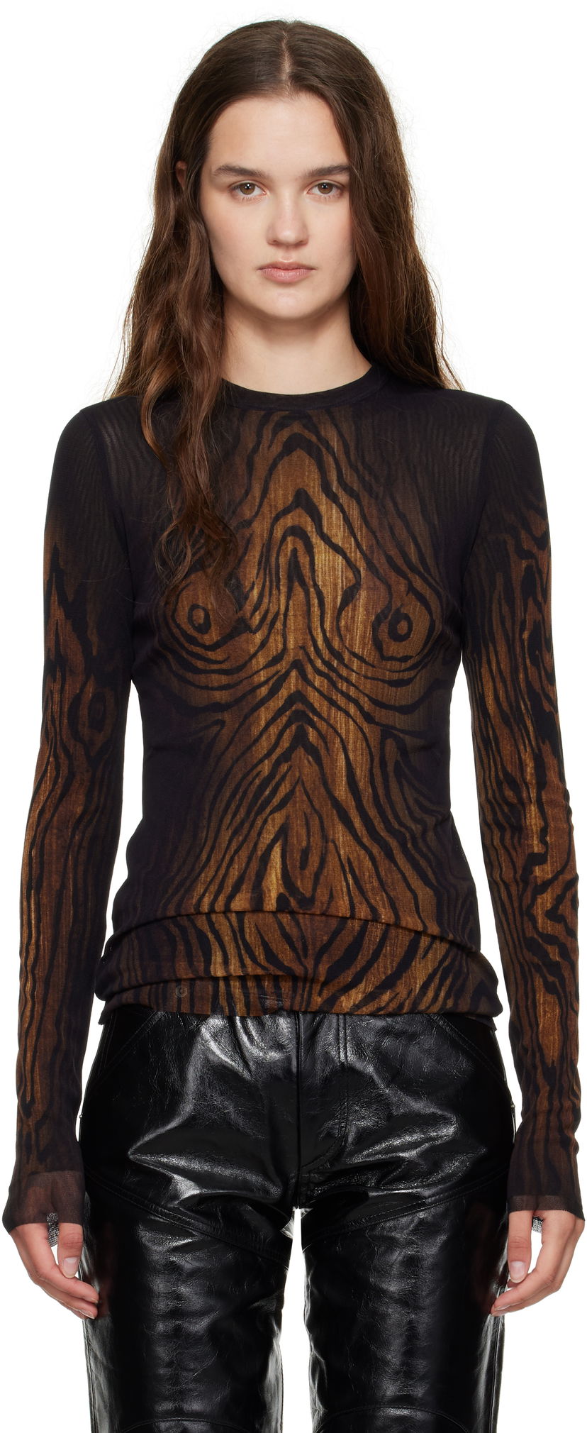 T-shirt Jean Paul Gaultier Jean Paul Gaultier 'The Wood' Long Sleeve Brun | 25/03-W-TO335-M002P-0060