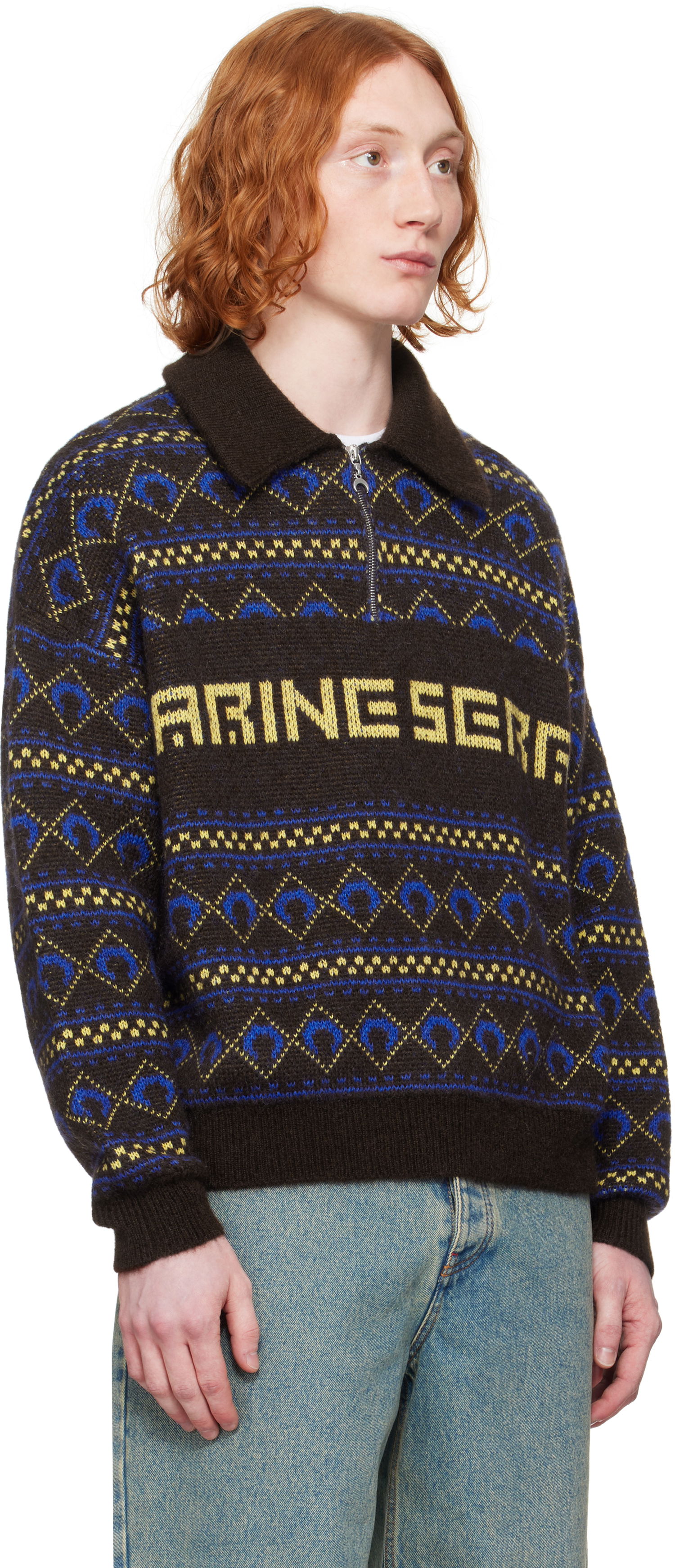 Sweater Marine Serre Marine Serre Jacquard Knit Sweater Brun | MTK022A CKNI0532, 1