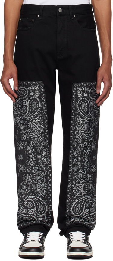 Jeans AMIRI AMIRI Bandana Jacquard Paneled Straight Jeans Svart | AMDNGH1060, 0