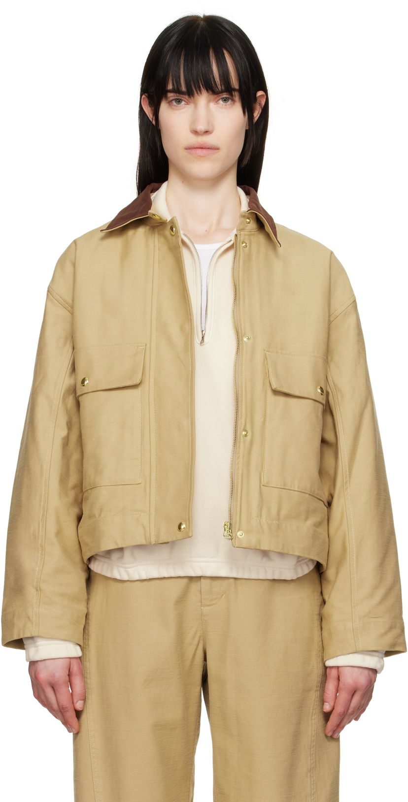 Jacka rag & bone Rag & Bone Nonie 2-in-1 Twill Jacket Beige | WAW25S20167516