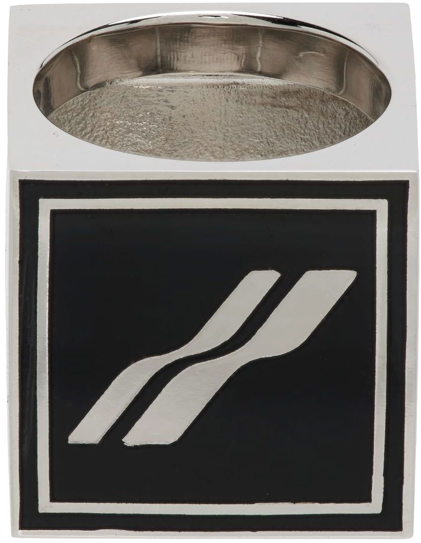 Ljus We11done Square Logo Dice Ring Svart | WD-AJ1-22-703-U-BK