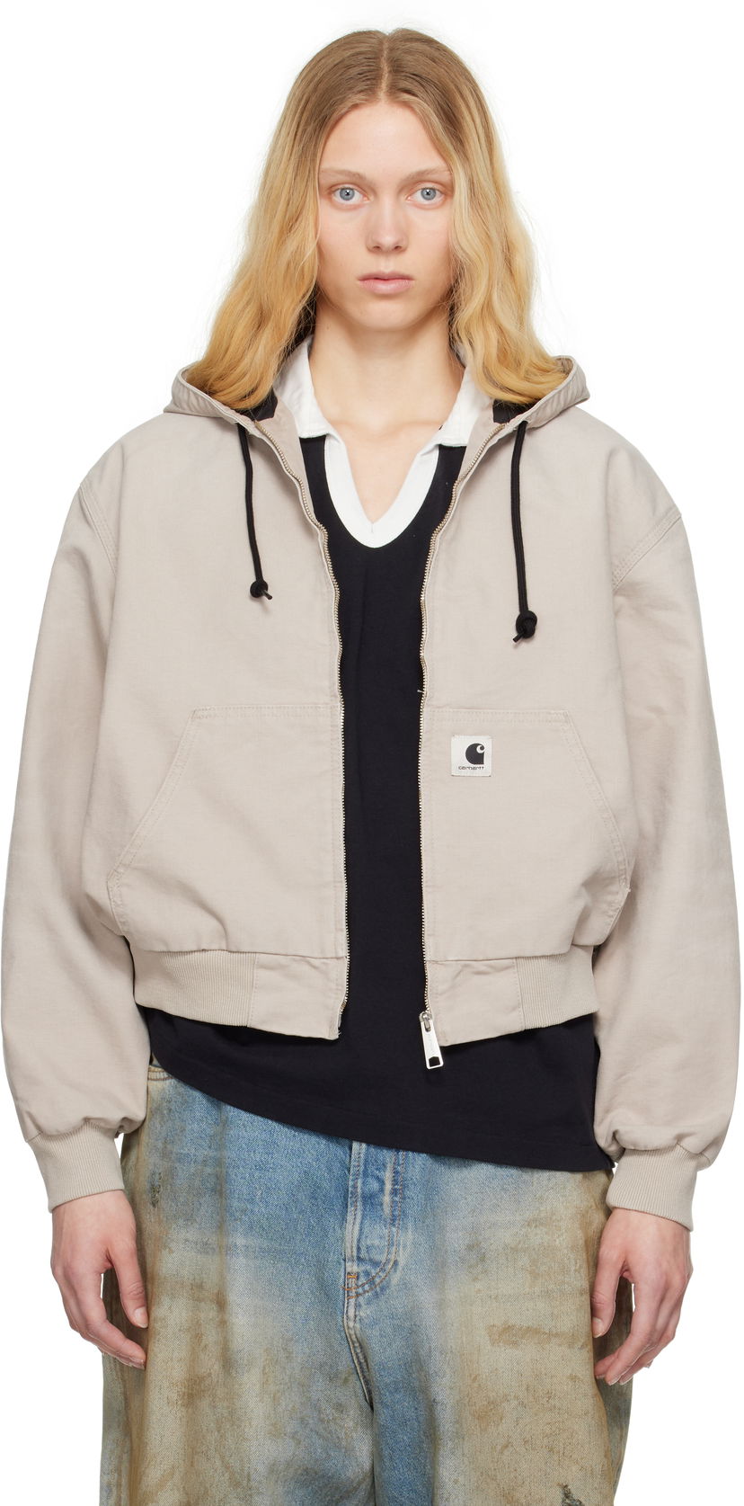 Jacka Carhartt WIP OG Active Cropped Hooded Jacket Beige | I034842 2OR4O