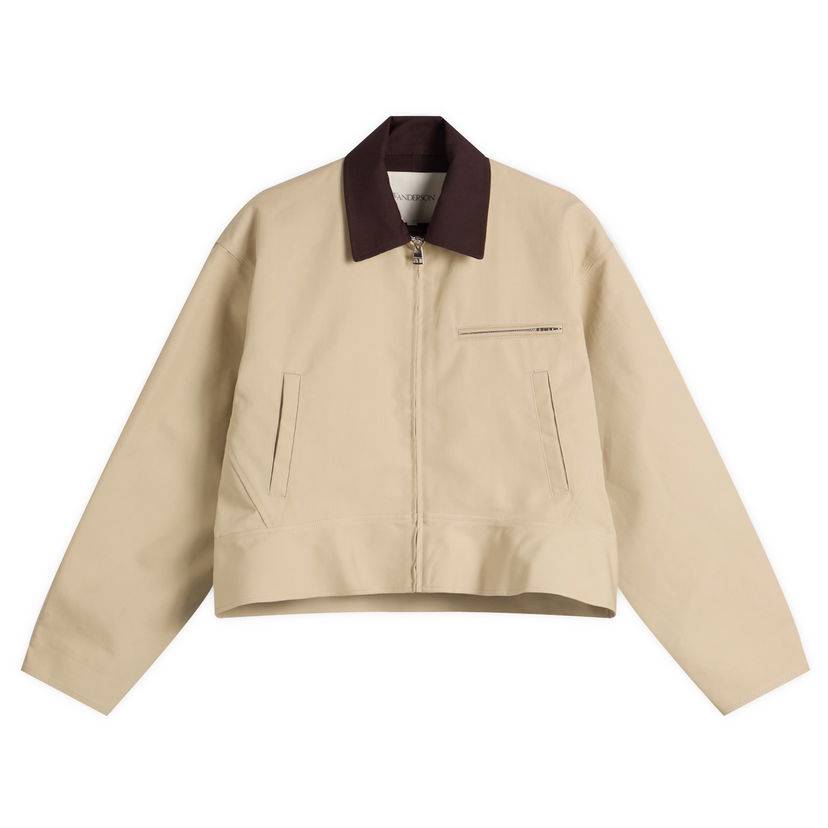 Jacka JW Anderson JW Anderson Women's Curved Hem Workwear Jacket, Size Large Beige | JK0399-PG1802-166