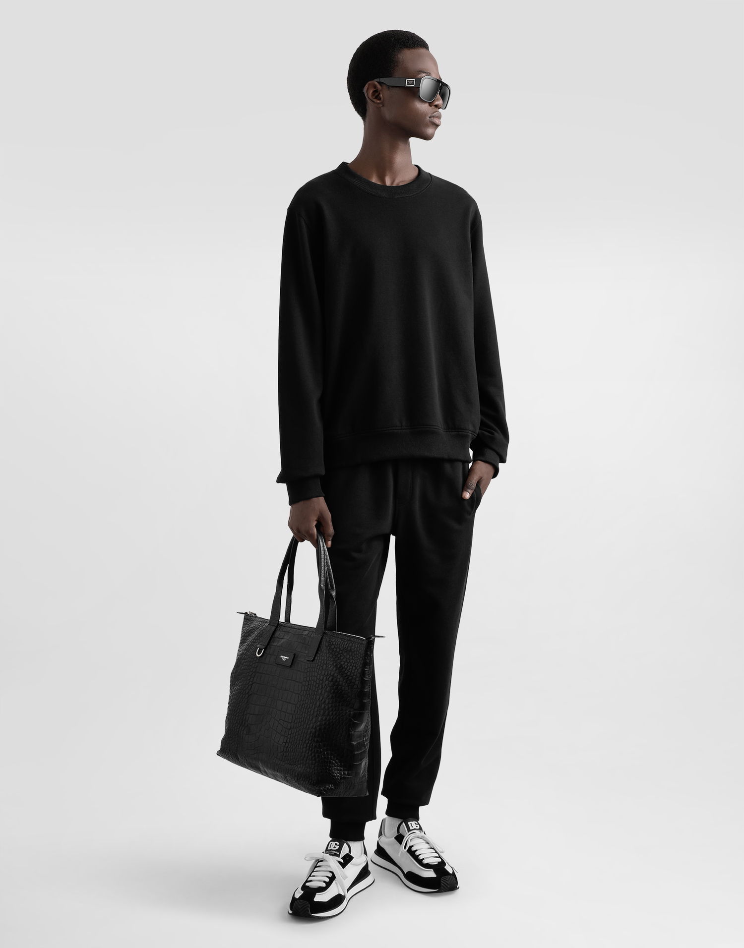 Tygpåse Dolce & Gabbana Dolce & Gabbana Crocodile-print Calfskin Shopper Bag Svart | BM2375AS42280999, 1