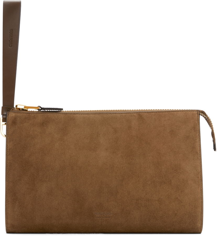 Plånbok Tom Ford Tom Ford Suede Calf Leather Mini Pouch Brun | H0500-LCL323G