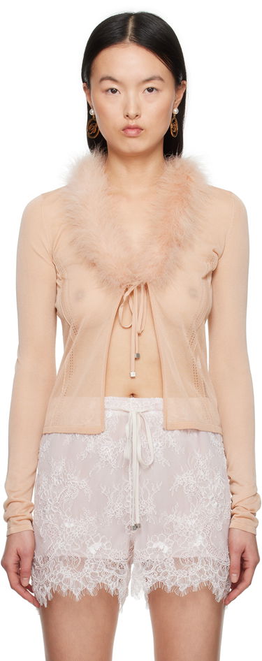 Sweater Blumarine Blumarine Feather Trim Knit Cardigan Rosa | P522M558A, 0