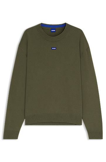 Sweater BOSS Relaxed-fit sweater with logo badge Grön | 50543784