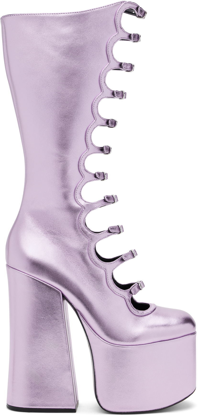 Skovård Marc Jacobs Marc Jacobs 'The Metallic Kiki' Knee-High Platform Boots Purpur | 2R4FBO001F01