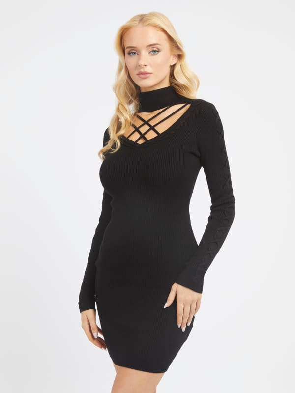 Klä GUESS Cut-Out Mini Sweater Svart | W3BK0WZ2YJ2, 0