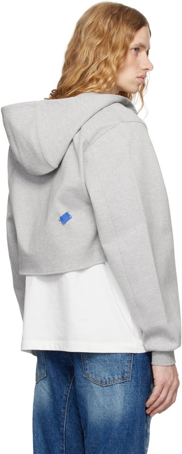 Sweatshirt ADER ERROR Cropped Button Hoodie Grå | BN01FWHD0401GR, 2