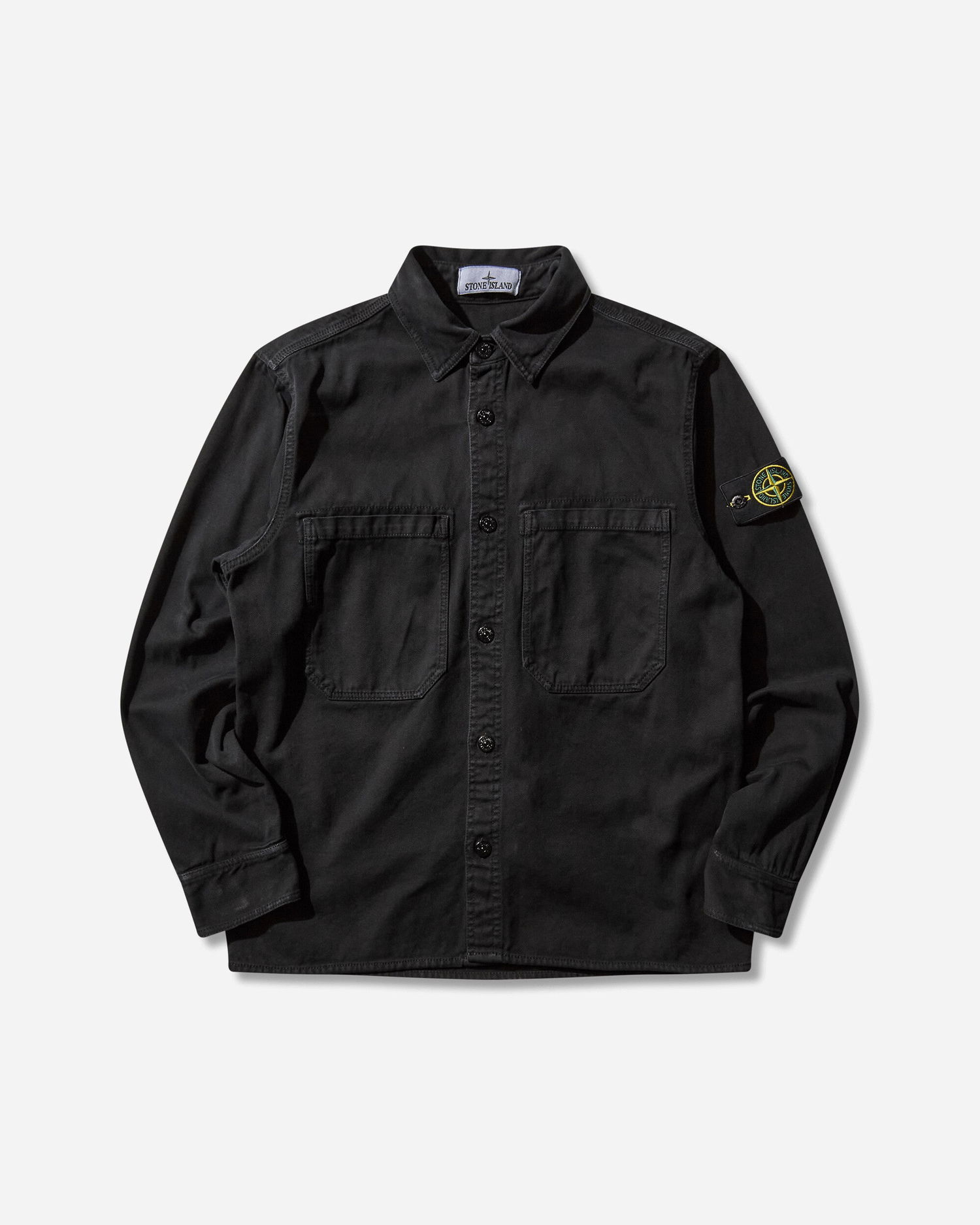 Skjorta Stone Island Panama Cotton OLD Effect Overshirt Svart | K2S15-1200025-S0184 V0129, 0