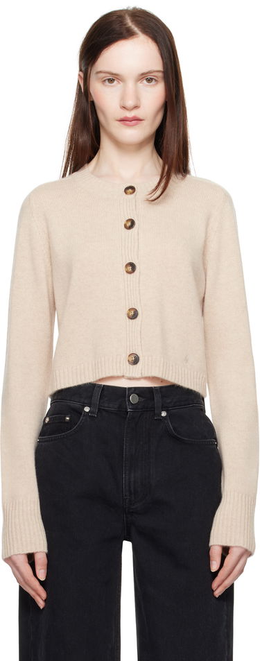Sweater Loulou de Saison Loulou de Saison Zephir Cropped Cardigan Beige | ZEPHIR, 0