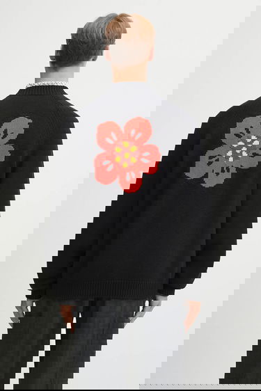 Sweater KENZO Kenzo Wool Blend Cardigan with Flower Design Svart | FF65CA7443LA, 0