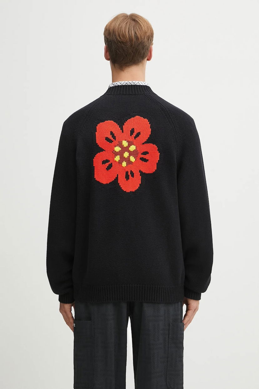 Sweater KENZO Kenzo Wool Blend Cardigan with Flower Design Svart | FF65CA7443LA