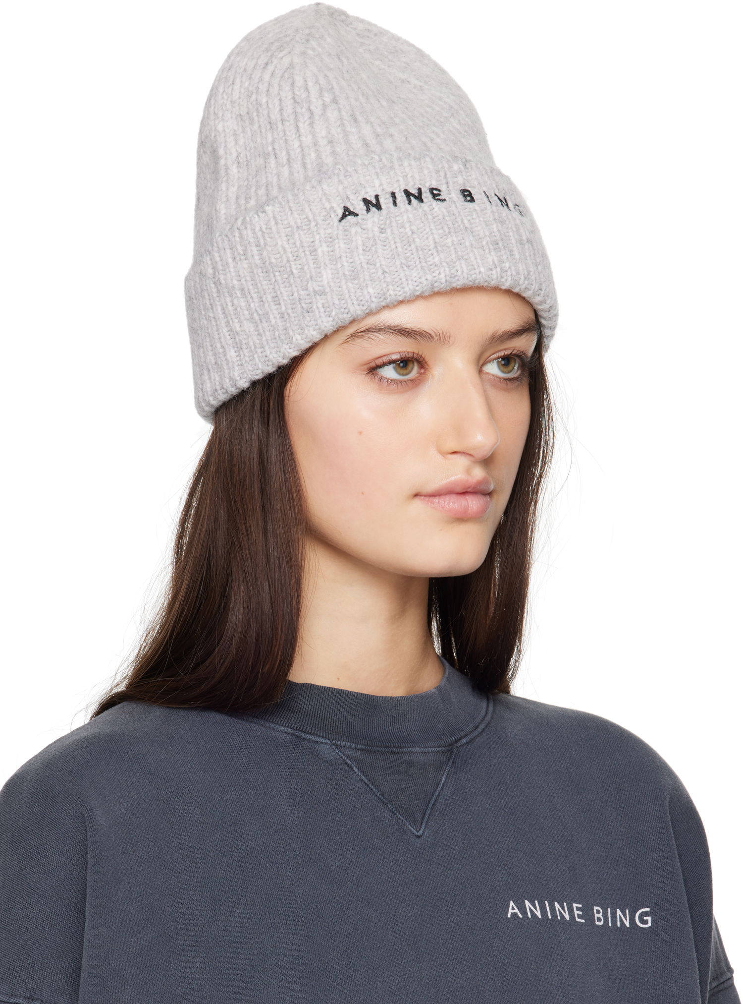 Mössa Anine Bing Anine Bing Elia Beanie Grå | A-12-10621-CHR1, 1