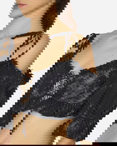 Linne GUESS Dyed Sangallo Top Washed Out Black Svart | W4GH03WEUC0 F9CK, 5