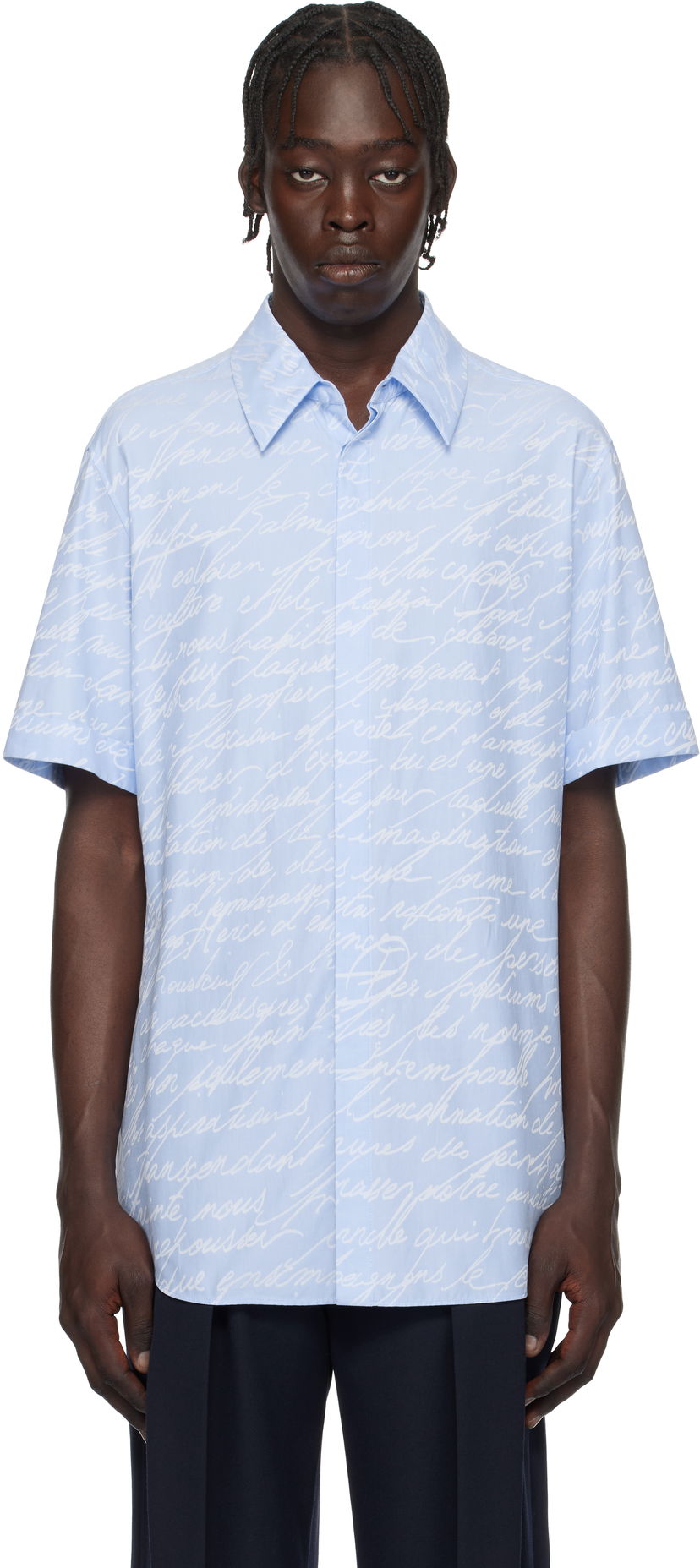 Skjorta Balmain Love Letter Print Shirt Blå | EH1HL028CF82