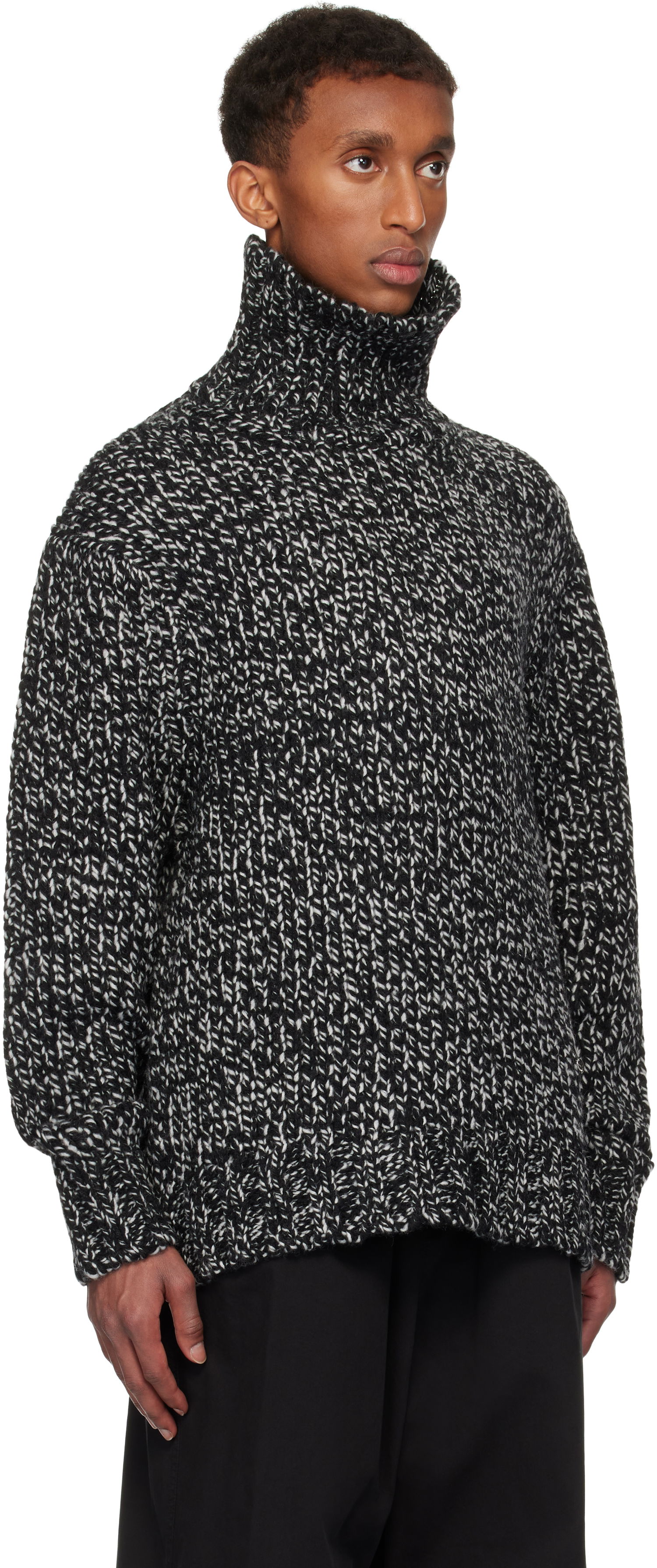 Sweater We11done We11done Chunky Knit Turtleneck Sweater Svart | WD-KT3-24-651-U-B2, 1