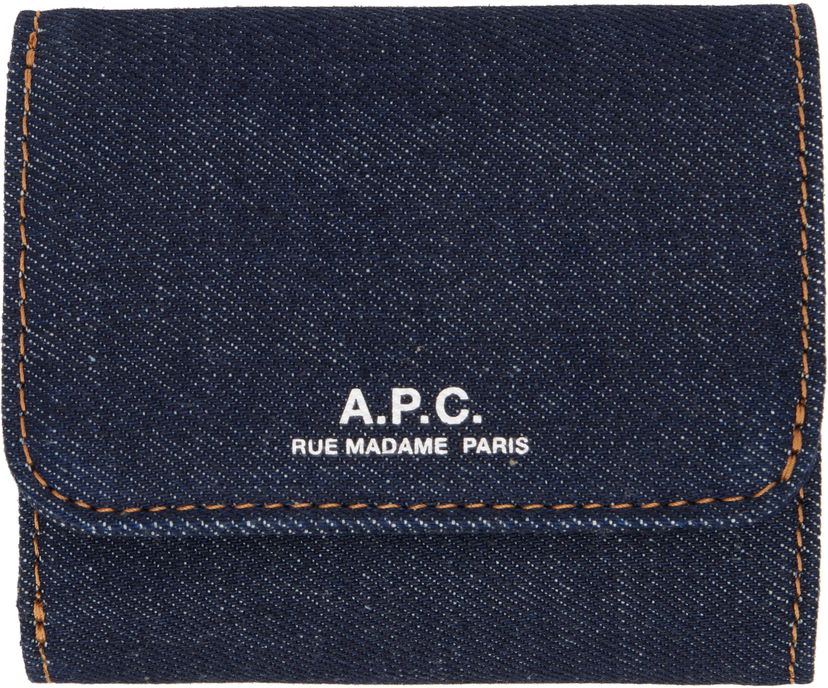 Plånbok A.P.C. A.P.C. Trifold Denim Wallet Blå | COHIZ-H63650