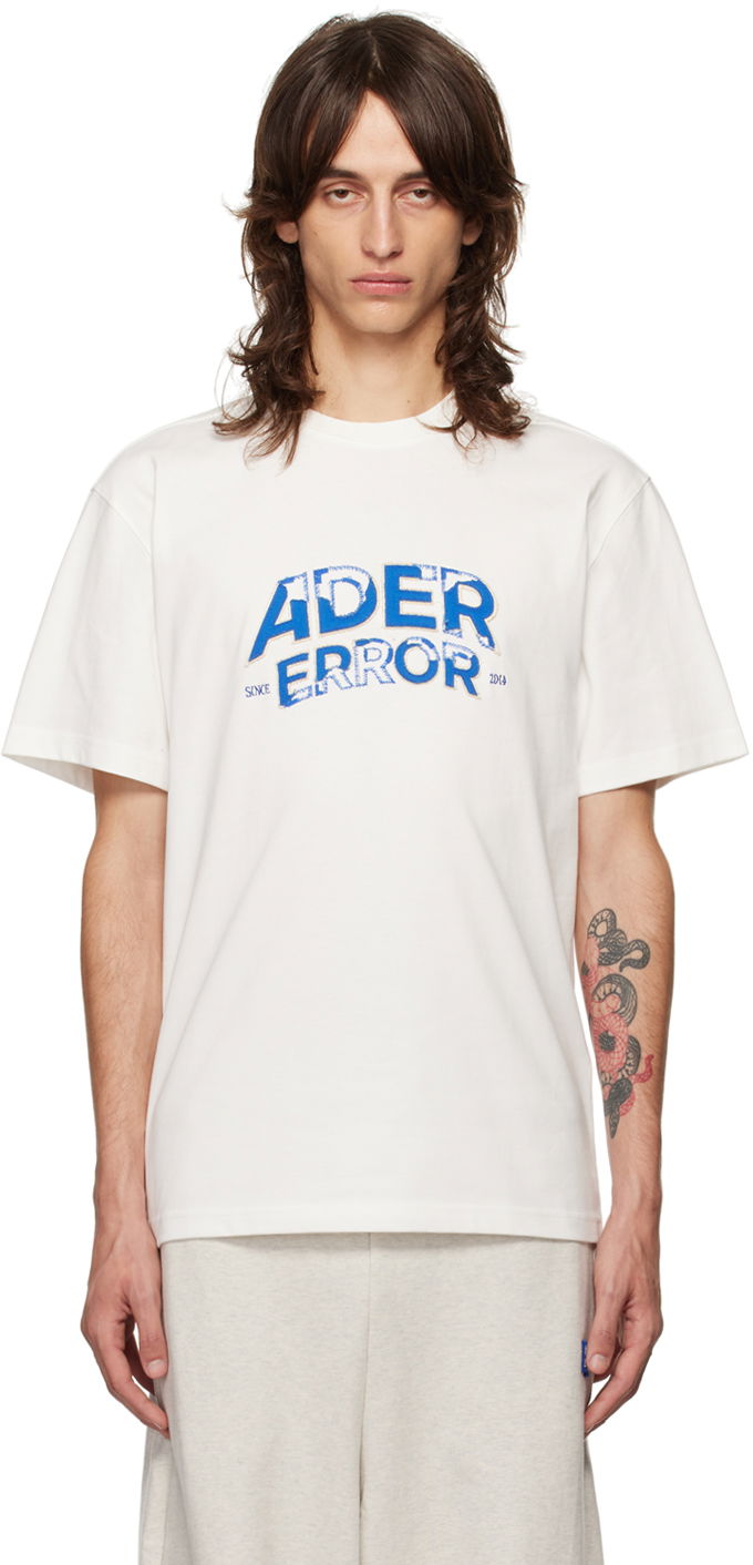 T-shirt ADER ERROR Flocked Logo T-Shirt Vit | BN25FYTS0101OW