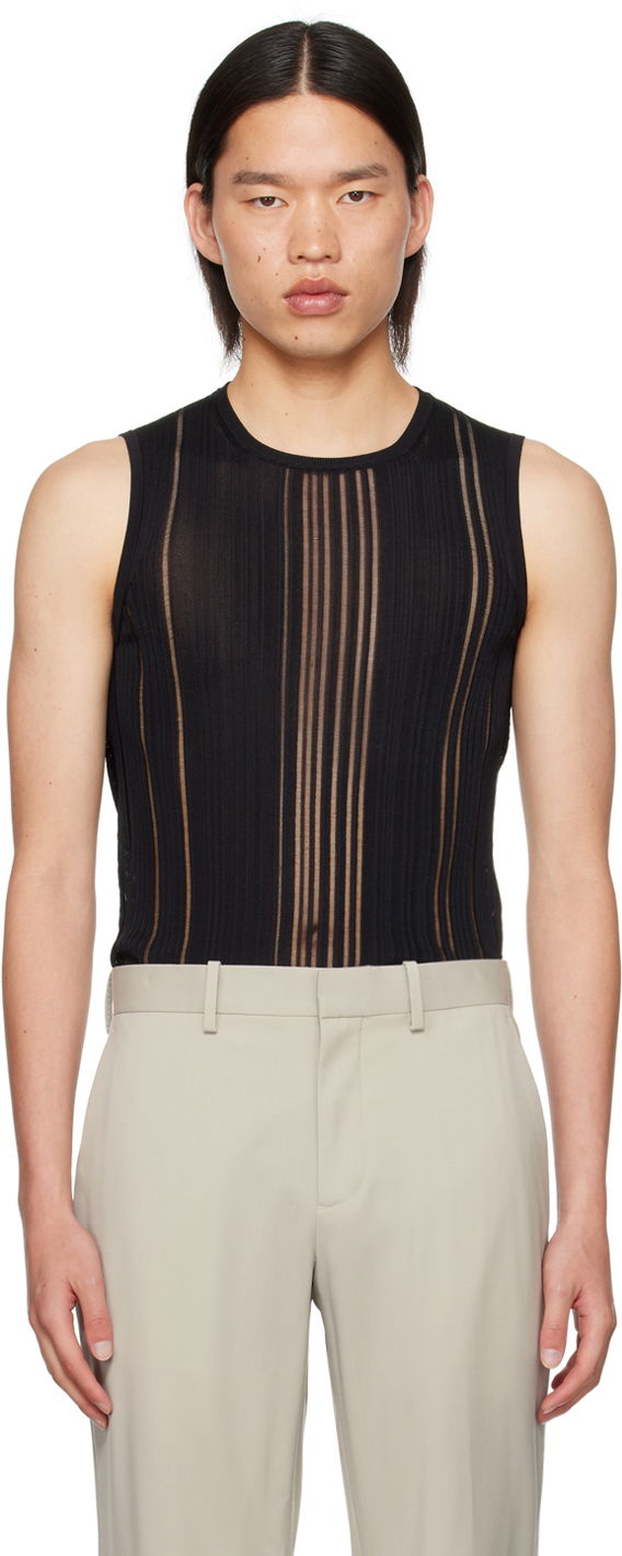 Linne Helmut Lang Helmut Lang Cutout Tank Top Svart | O04HW704