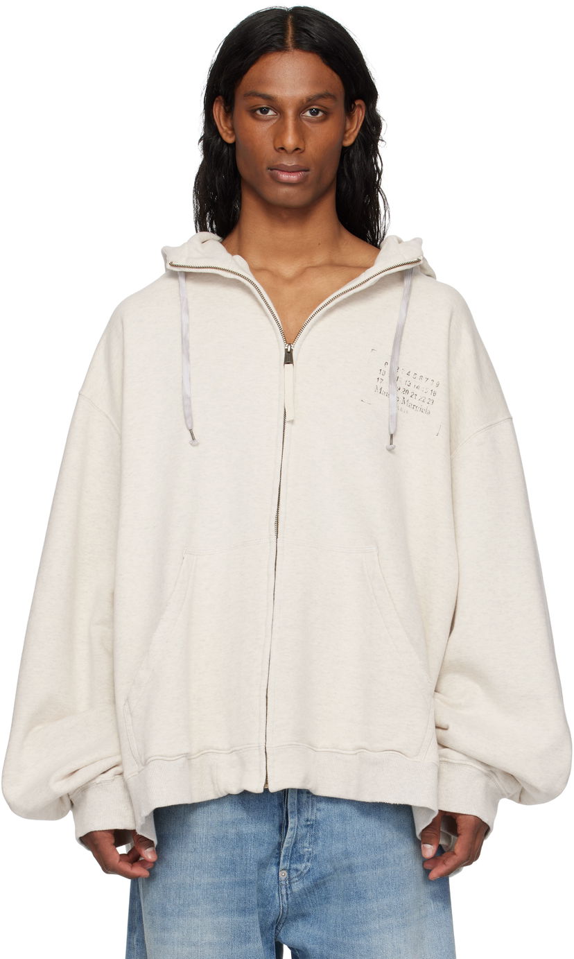 Sweatshirt Maison Margiela Maison Margiela Stamp Logo Zip Hoodie Beige | S50HG0048 S25614