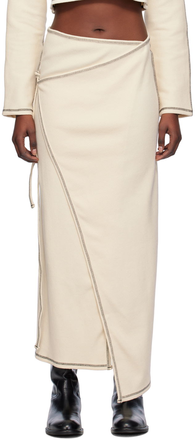 Kjol Baserange Wrap Midi Skirt Beige | SKGW-RIB-SP24