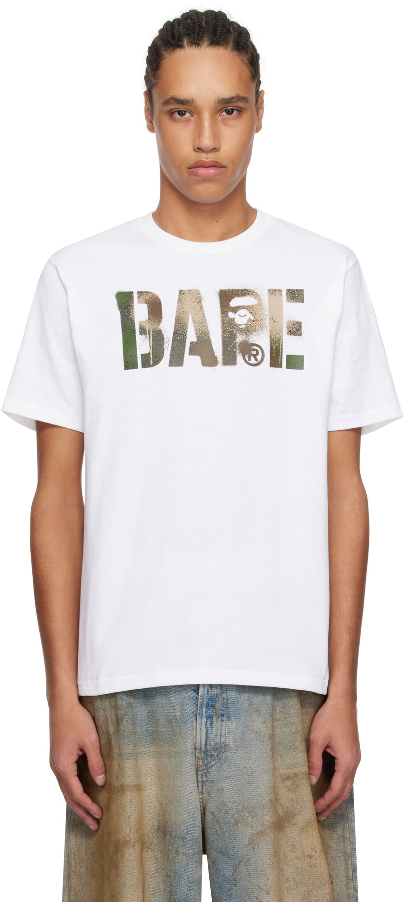 T-shirt BAPE Map Camo Stencil Logo T-Shirt Vit | 001TEL301024M