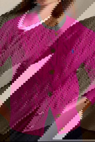 Sweater Polo by Ralph Lauren Polo Ralph Lauren Cable-Knit Cardigan Rosa | 211972104, 3