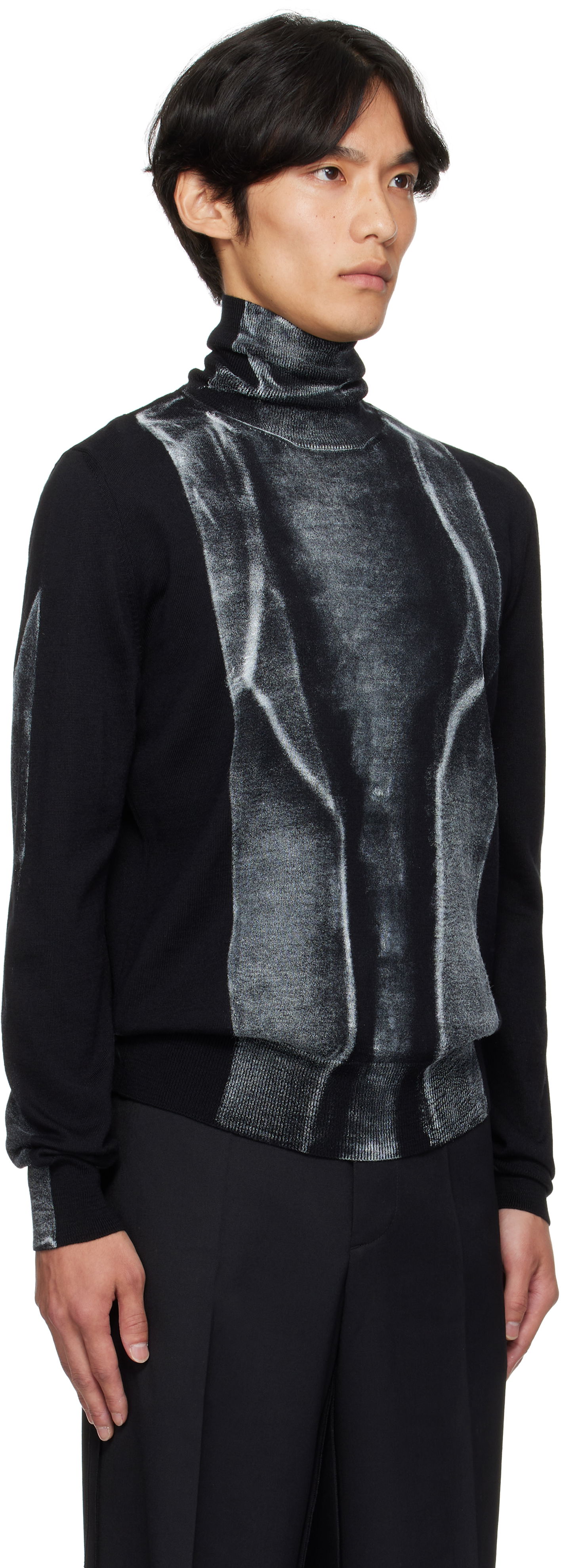 Sweater Maison Margiela MM6 Maison Margiela Folded Print Turtleneck Sweater Svart | SH0HA0005 M13129, 1