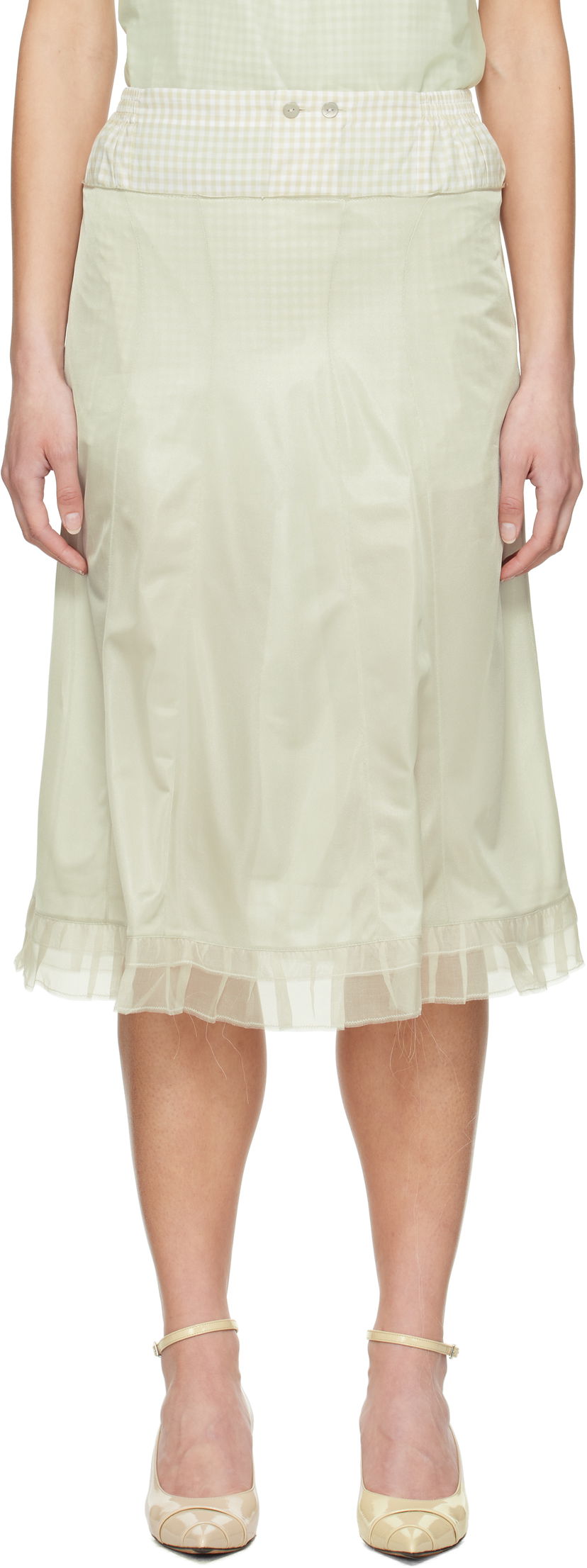 Kjol Maison Margiela Maison Margiela 'Anonymity Of The Lining' Midi Skirt Grön | S51ME0030 MTJ022