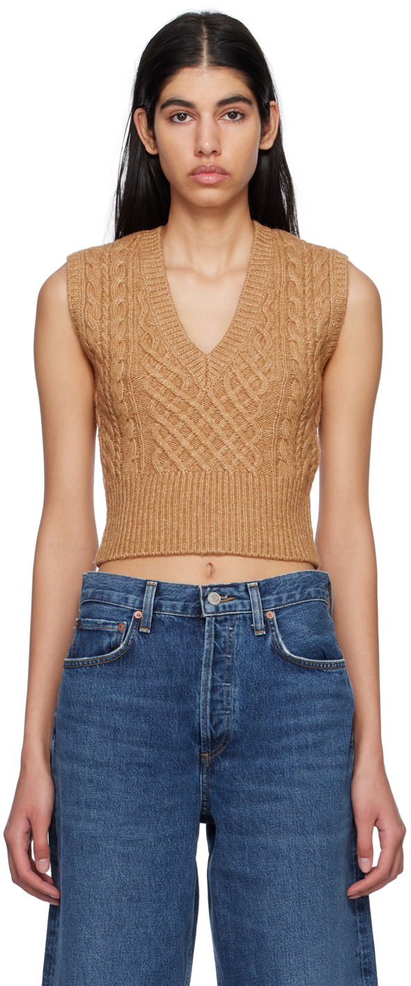 Sweater rag & bone Elizabeth Cable Knit Vest Brun | WAS22HS031SM31