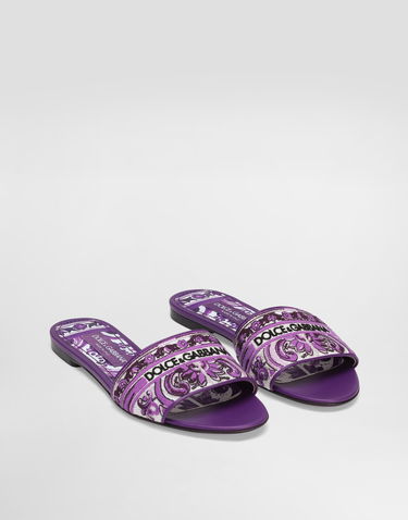 Tillbehör Dolce & Gabbana Dolce & Gabbana Embroidered Slides Purpur | CQ0571AV804I03TN, 1
